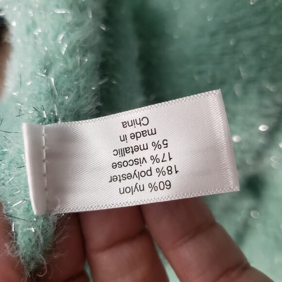 Lane Bryant Women's 18/20 Eyelash Tinsle Pullover Sweater Aqua Blue Metallic - Picture 7 of 8